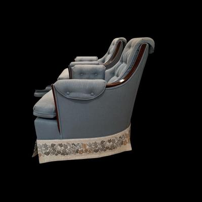 Pair of club chairs and ottoman