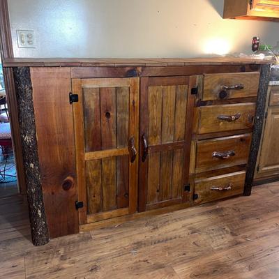 Rustic Buffet With Cabinet & Drawers (K-MG)