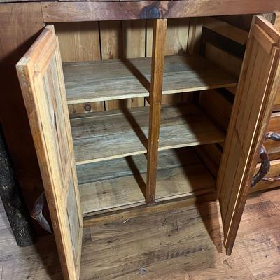 Rustic Buffet With Cabinet & Drawers (K-MG)