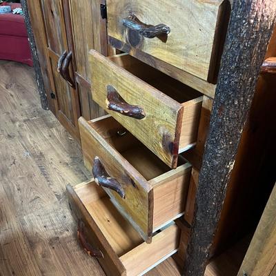 Rustic Buffet With Cabinet & Drawers (K-MG)