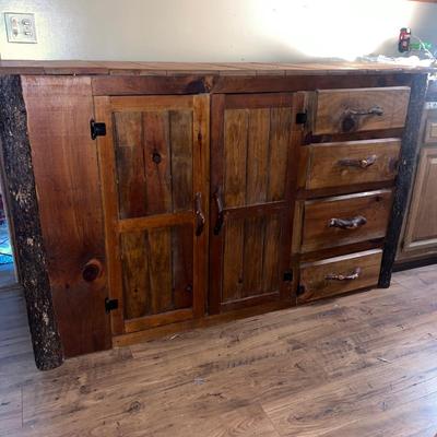 Rustic Buffet With Cabinet & Drawers (K-MG)
