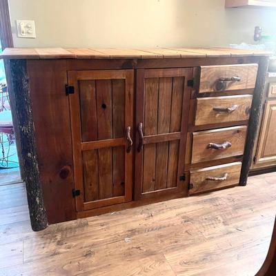 Rustic Buffet With Cabinet & Drawers (K-MG)