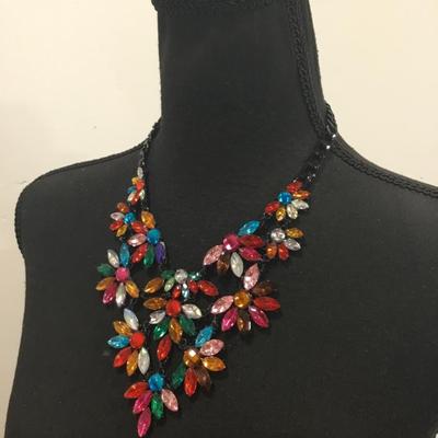 Beautiful multicolored, rhinestone statement necklaces very nice very beautiful