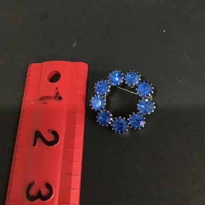 Blue aurora Borealis crystal brooch