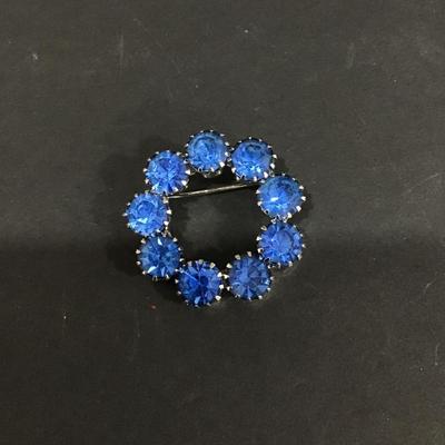 Blue aurora Borealis crystal brooch