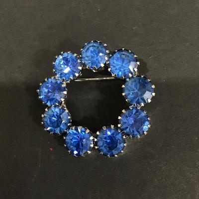 Blue aurora Borealis crystal brooch