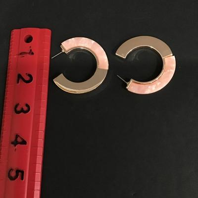 Gold tone large hoop acrylic earrings