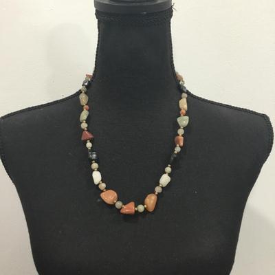 Beautiful, vintage, natural stone necklace, colored crystal necklace