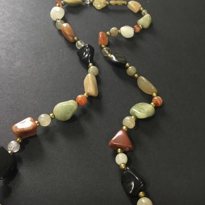 Beautiful, vintage, natural stone necklace, colored crystal necklace