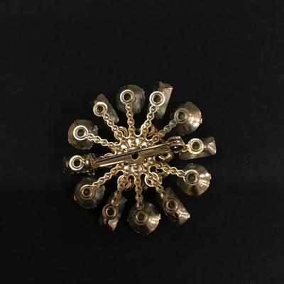 Vintage gemstone flower brooch