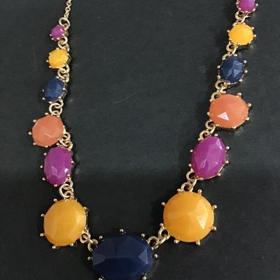 Vintage multicolor lucite art deco style statement necklace