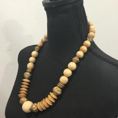 Large, chunky wooden bead statement, necklace