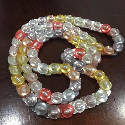 Vintage, multicolored button, faux, pearl necklace, unique