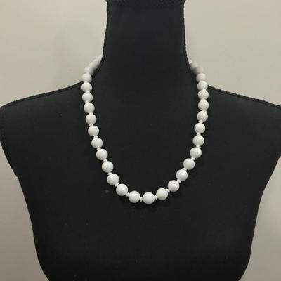 Vintage white disco ball beaded necklace