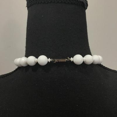 Vintage white disco ball beaded necklace