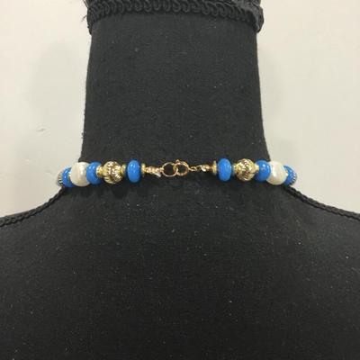 Vintage, gold, tone & faux pearl bead necklace