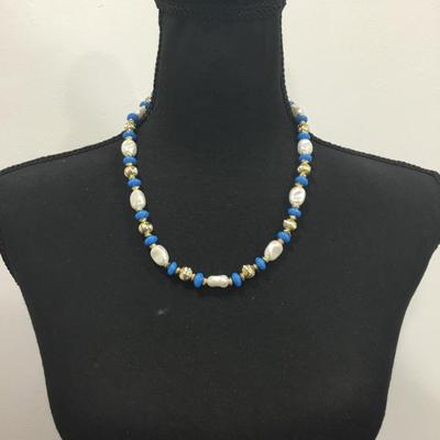 Vintage, gold, tone & faux pearl bead necklace