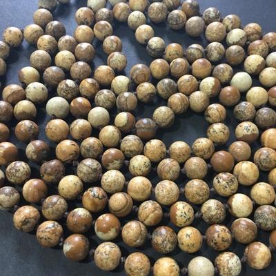 Long picture jasper stone bead necklace. Super cool looking very nice.