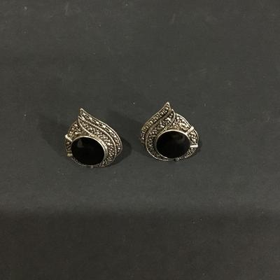 Vintage black enamel statement earrings