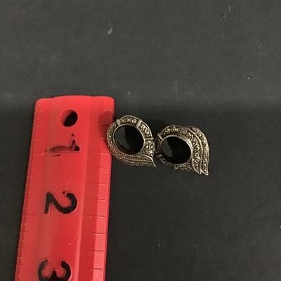 Vintage black enamel statement earrings