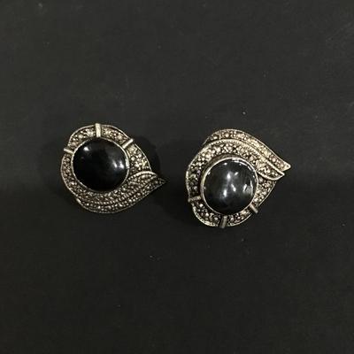 Vintage black enamel statement earrings