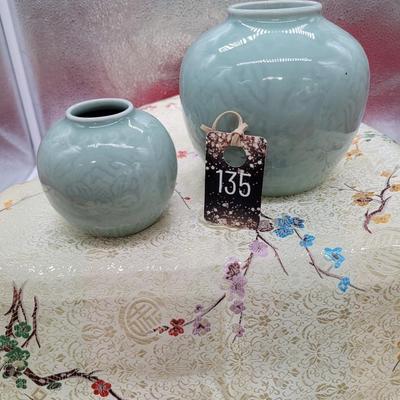 Sale Photo Thumbnail #164: Porcelain  5 inches tall and 3 inches tall.
Incised design
Made in China
excellent condition