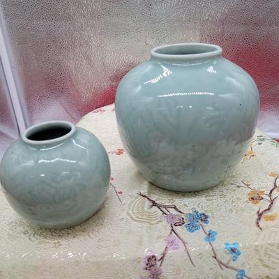 Sale Photo Thumbnail #165: Porcelain  5 inches tall and 3 inches tall.
Incised design
Made in China
excellent condition