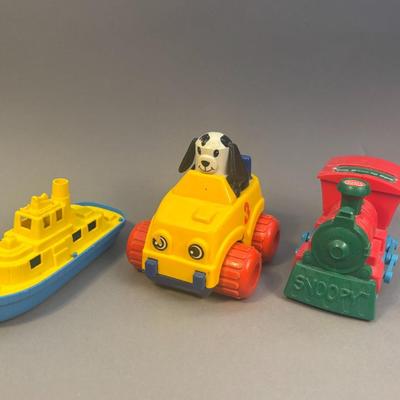 Lot of Three (3) - Baby Toy Car, Train & Boat