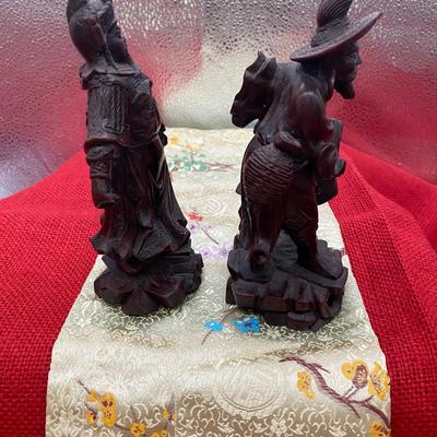 Sale Photo Thumbnail #176: 1 Fisherman  2.75 wide x 6 inches tall.  
Small chip on fisherman net
Enlarge the screen to see that the red spot is from the background, not a mark.

1 Warrior
2.5 inches wide x 6 inches tall

Retail for both pieces is $ 175
Very good condition