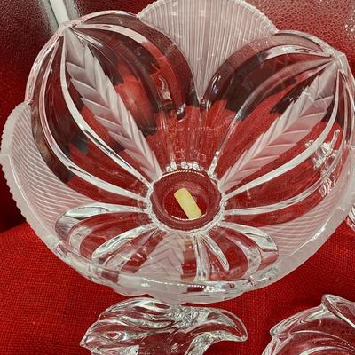 Sale Photo Thumbnail #205: Dove candleholders, vintage crystal bowl, 
avitra crystal bowl  9 inch diameter, 7 inches tall 
all in beautiful condition 
$100 value