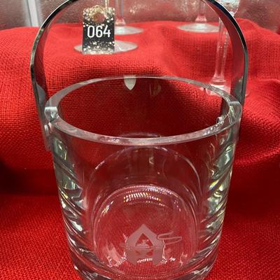 Sale Photo Thumbnail #210: Bucket is etched with Orefors logo, 6 inches tall
4 cocktail glasses in the Tempest pattern   6.5 inches tall
Excellent condition
Retail $160
