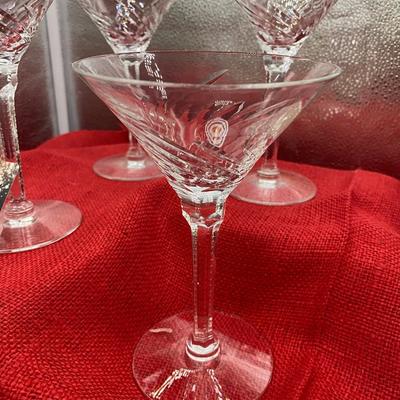 Sale Photo Thumbnail #211: Bucket is etched with Orefors logo, 6 inches tall
4 cocktail glasses in the Tempest pattern   6.5 inches tall
Excellent condition
Retail $160