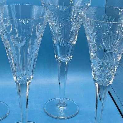 5 Waterford Millennium Champagne Flutes