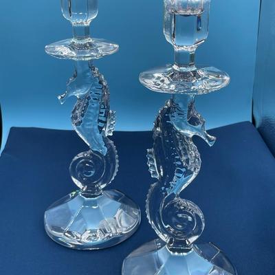 Waterford Crystal Seahorse Candlesticks Pair