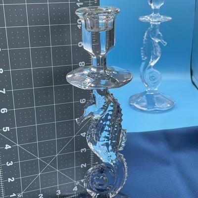 Waterford Crystal Seahorse Candlesticks Pair