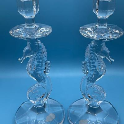 Waterford Crystal Seahorse Candlesticks Pair