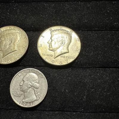 1966 & 1967 KENNEDY HALF DOLLARS AND 1961 QUARTER