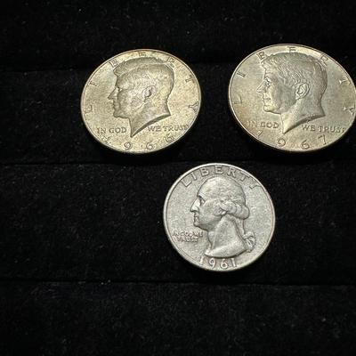 1966 & 1967 KENNEDY HALF DOLLARS AND 1961 QUARTER