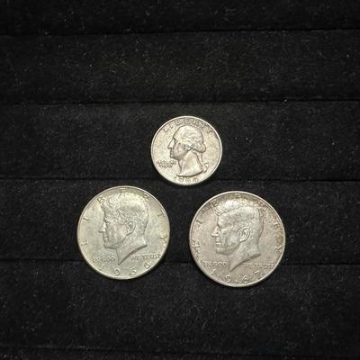 1966 & 1967 KENNEDY HALF DOLLARS AND 1964 QUARTER