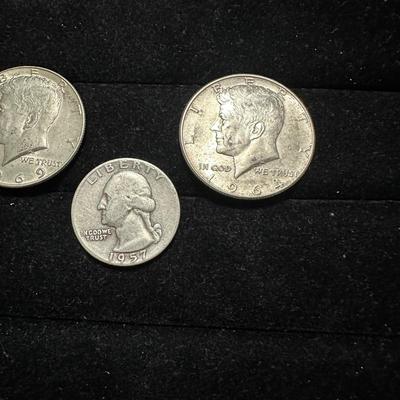 1964 & 1969 KENNEDY HALF DOLLARS AND 1957 QUARTER