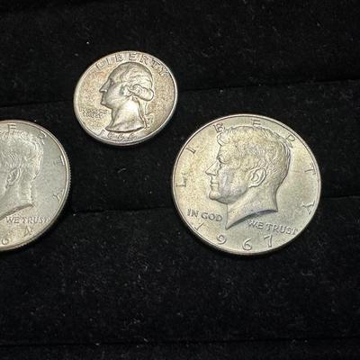 1964 & 1967 KENNEDY HALF DOLLARS AND 1964 QUARTER