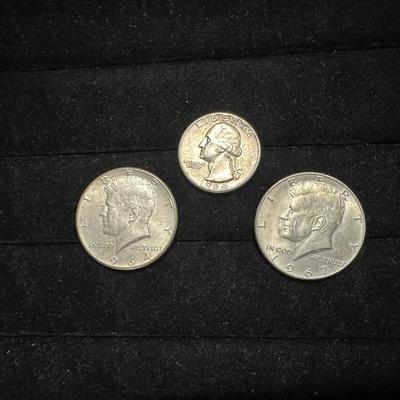 1964 & 1967 KENNEDY HALF DOLLARS AND 1964 QUARTER
