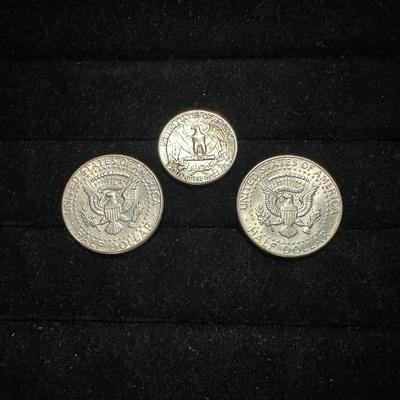 1964 & 1967 KENNEDY HALF DOLLARS AND 1964 QUARTER