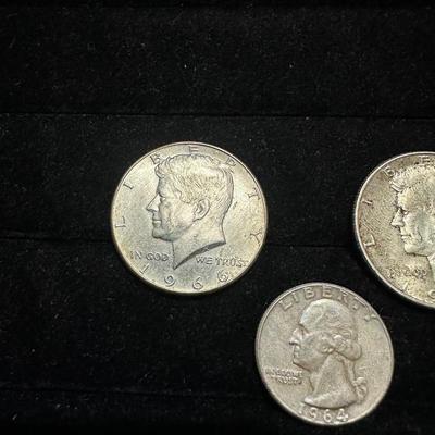 1964 KENNEDY HALF DOLLAR AND QUARTER PLUS 1966 KENNEDY HALF DOLLAR