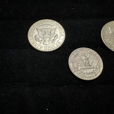 1965 KENNEDY HALF DOLLAR, 1963 FRANKLIN HALF DOLLAR AND 1964 QUARTER