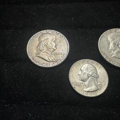 1952 & 1963 FRANKLIN HALF DOLLARS AND 1964 QUARTER