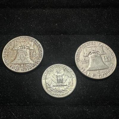 1952 & 1963 FRANKLIN HALF DOLLARS AND 1964 QUARTER