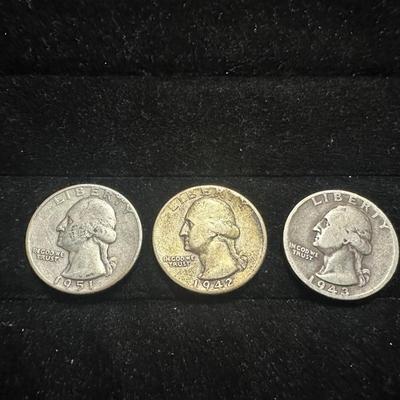 1941, 1942 & 1951 SILVER QUARTERS