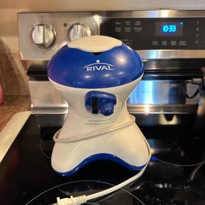ROTARY WAFFLE MAKER, RIVAL TEFLON GRIDDLE AND A RICE STEAMER