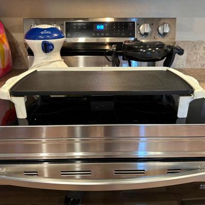 ROTARY WAFFLE MAKER, RIVAL TEFLON GRIDDLE AND A RICE STEAMER
